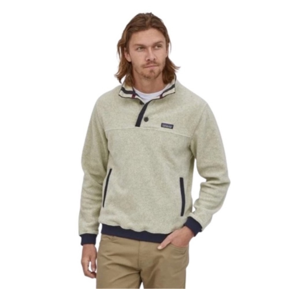 Patagonia Men’s Shearling Button Pullover Recycled Polyester Pockets Sz Medium
